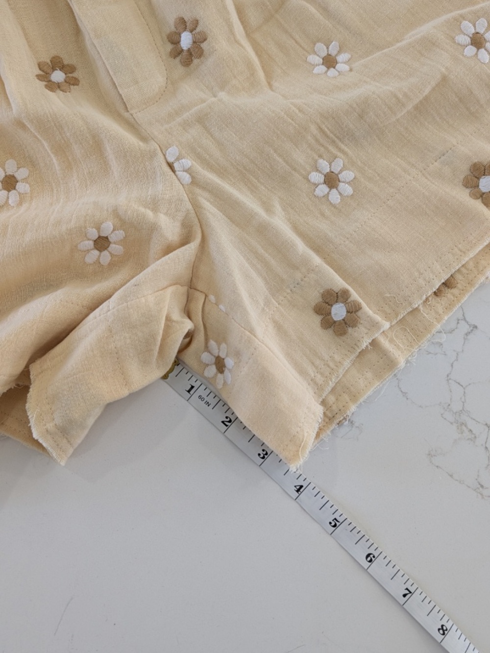 BAZISZT Casas Wildflower Embroidered Shorts Yellow Cotton Muslin Medium NWT - Picture 11 of 12